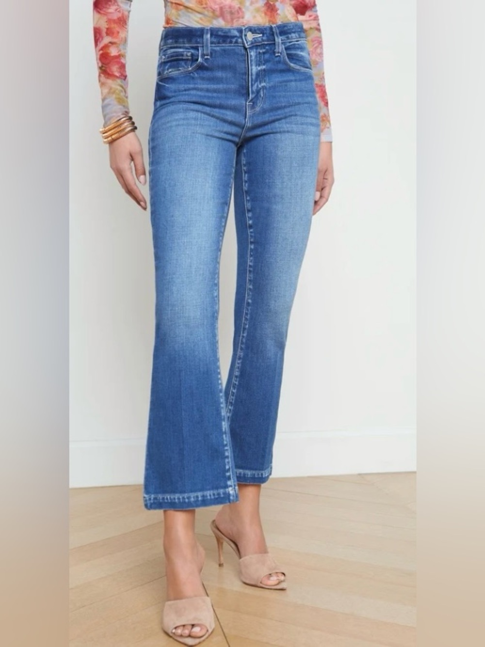 L'AGENCE Ali High Rise Slim Flare Jeans 31 Maywood Stretch Denim